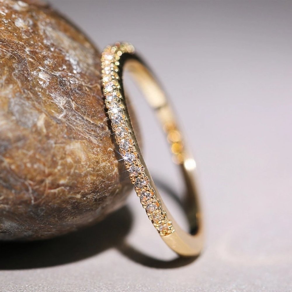 New 18k gold filled Pave White Sapphire Ring - Picture 2 of 2